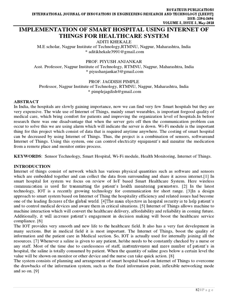 Implementation of Smart Hospital Using Internet of Things For ...