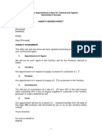 Exclusive Agent Appointment Letter