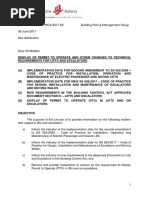 Circular On Display of Pto and Technical Requirements For Lifts and Escalators 20170608