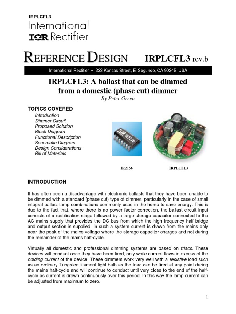 A Ballast That Can Be Dimmed PDF Capacitor Inductor