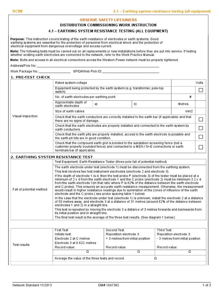 Earthing System Resistance Testing Guide | PDF | Physical Quantities ...