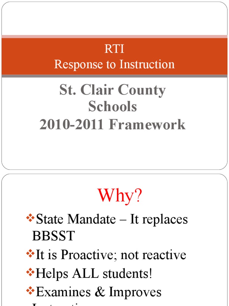 Rti Response To Instruction St Clair County Schools 2010 2011