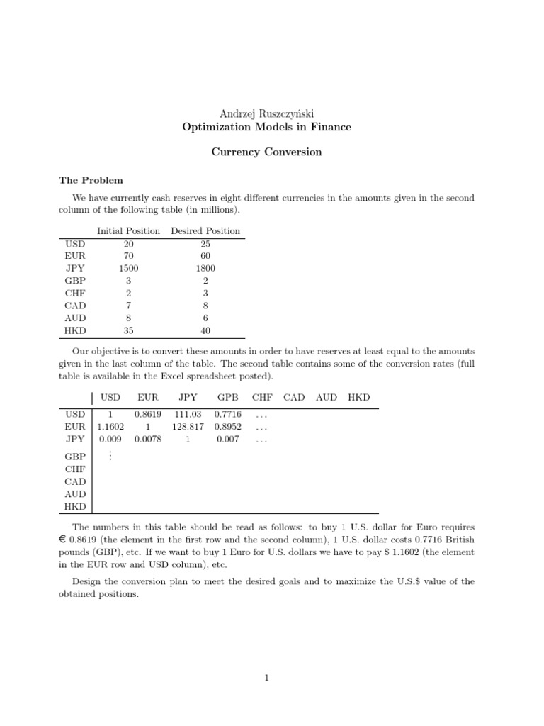 Currency 2018 PDF | PDF | Linear Programming | United States Dollar