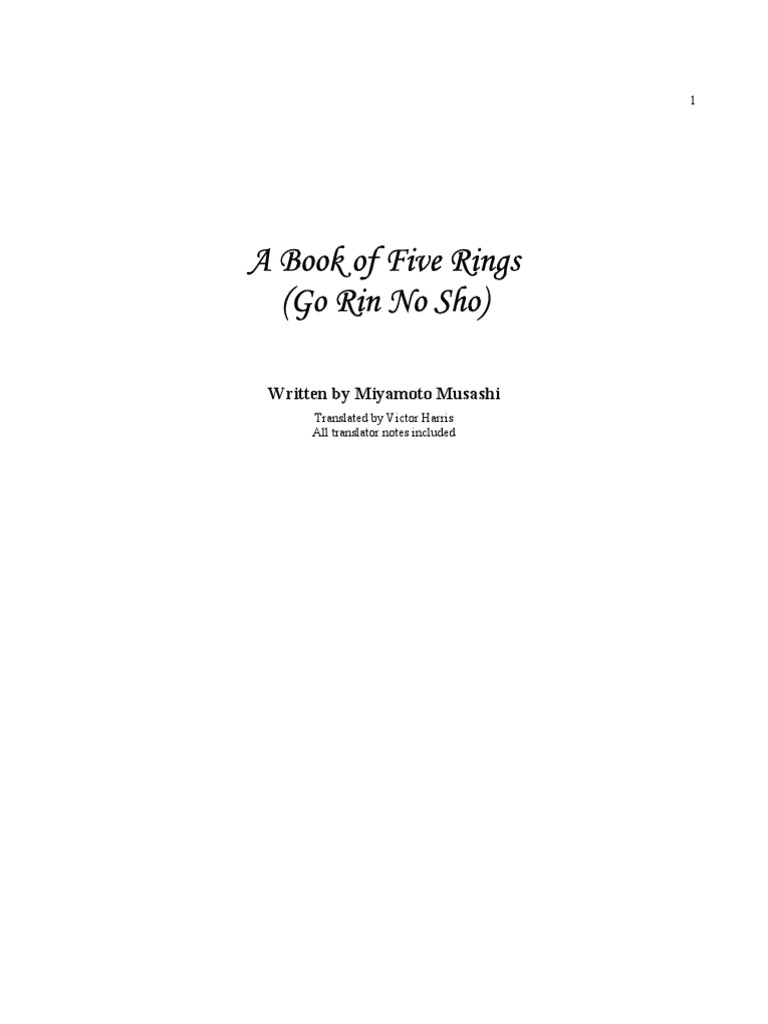 Musashi, Miyamoto A Book of Five Rings(Go Rin No Sho