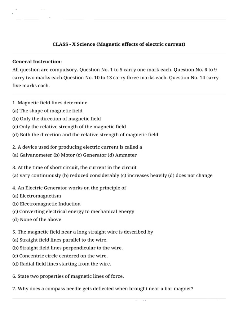 Cbse Test Paper01 CLASS X Science Effects of Electric