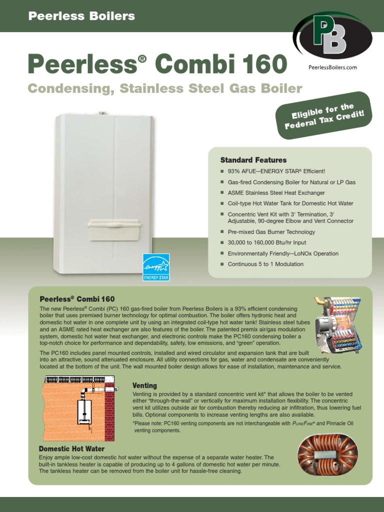 Peerless Combi 160 Brochure | PDF | Water Heating | Hvac