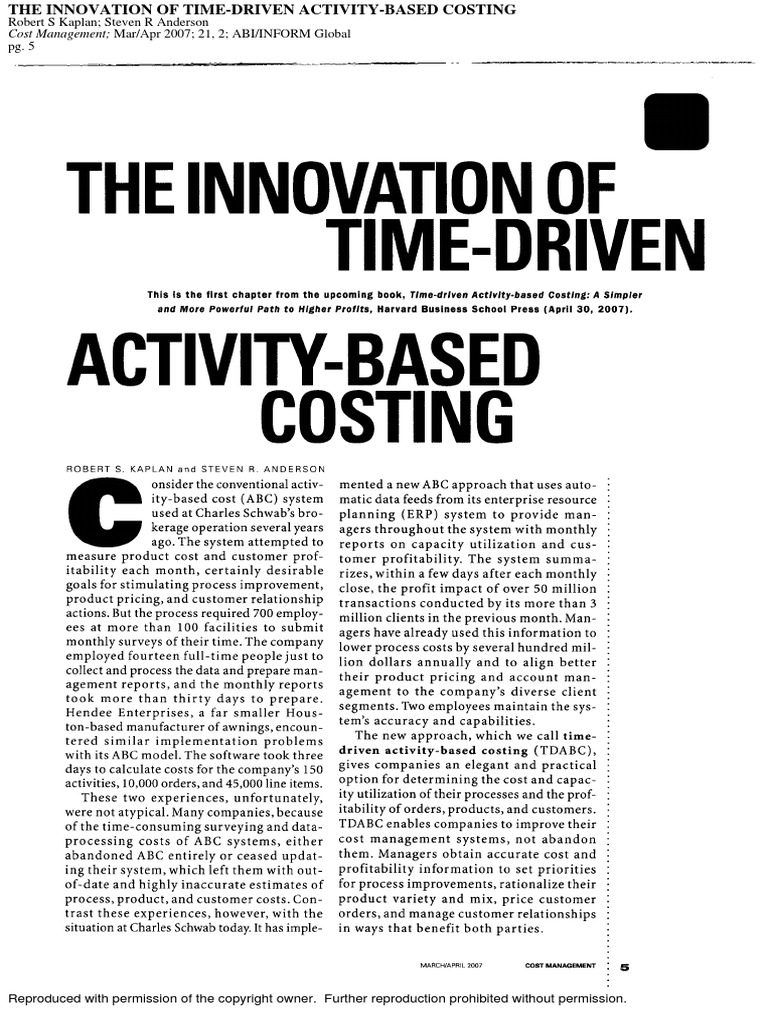 Time-Driven Activity Based Costing | PDF | Intellectual Works | Civil ...