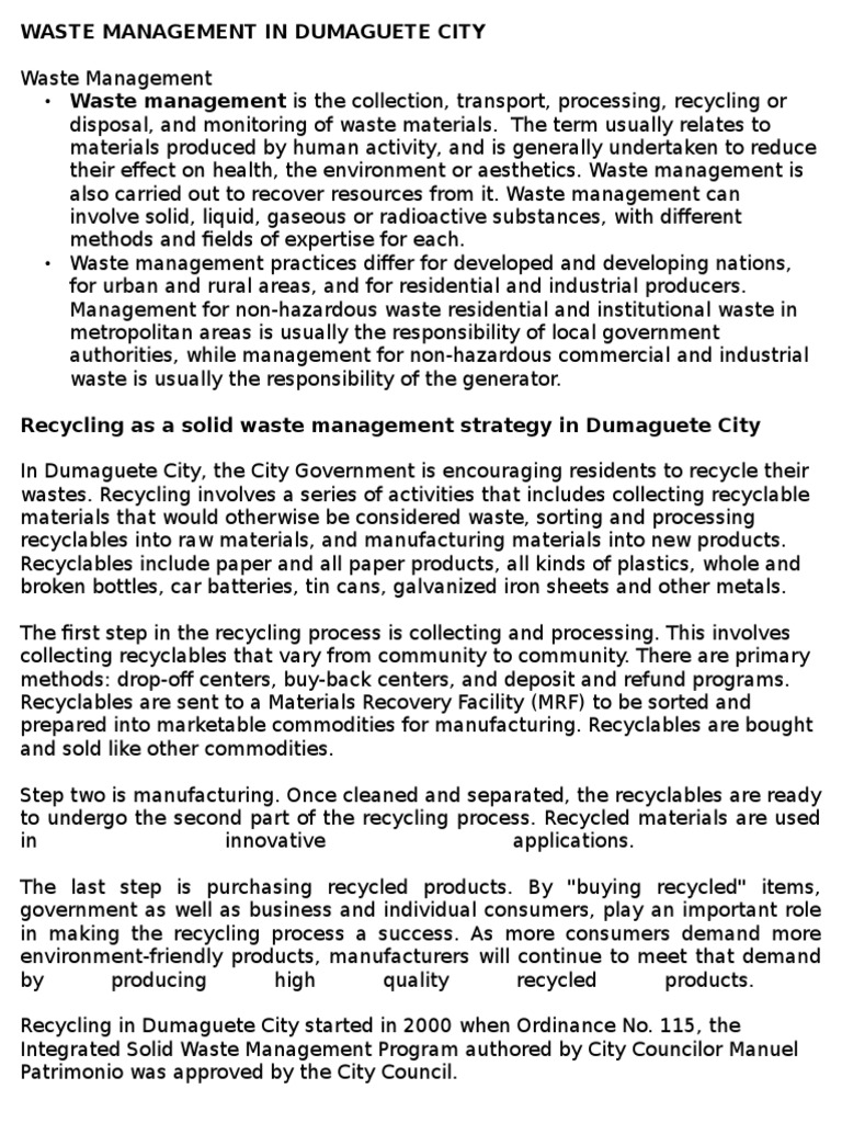 Waste Management PDF Waste Management Recycling
