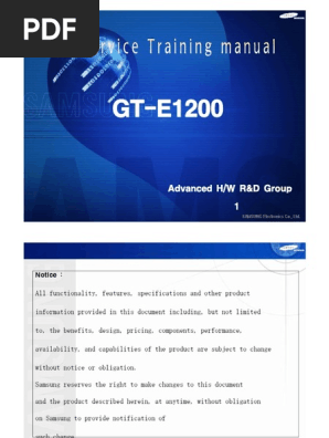 GT-E1200 Training Manual HW | Samsung Electronics | Electrical.
