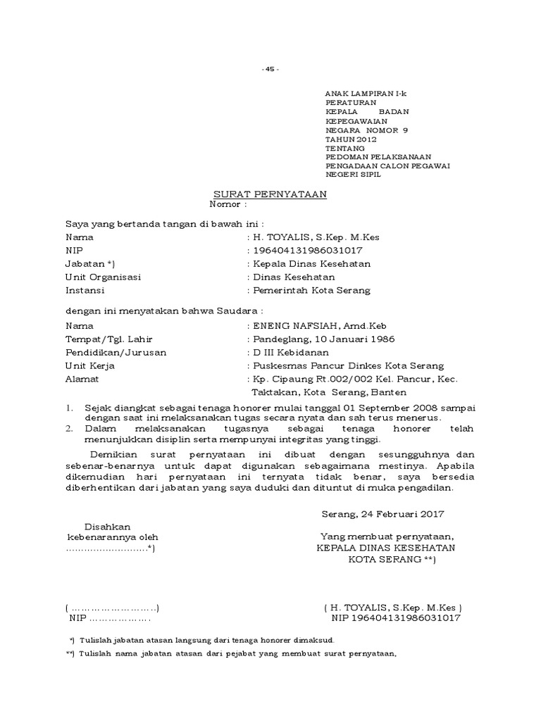 Surat Lampiran Pernyataan  PDF