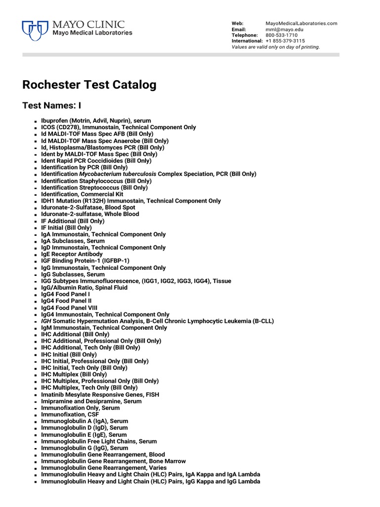 Test Catalog PDF | PDF | Immunoglobulin G | Antibody