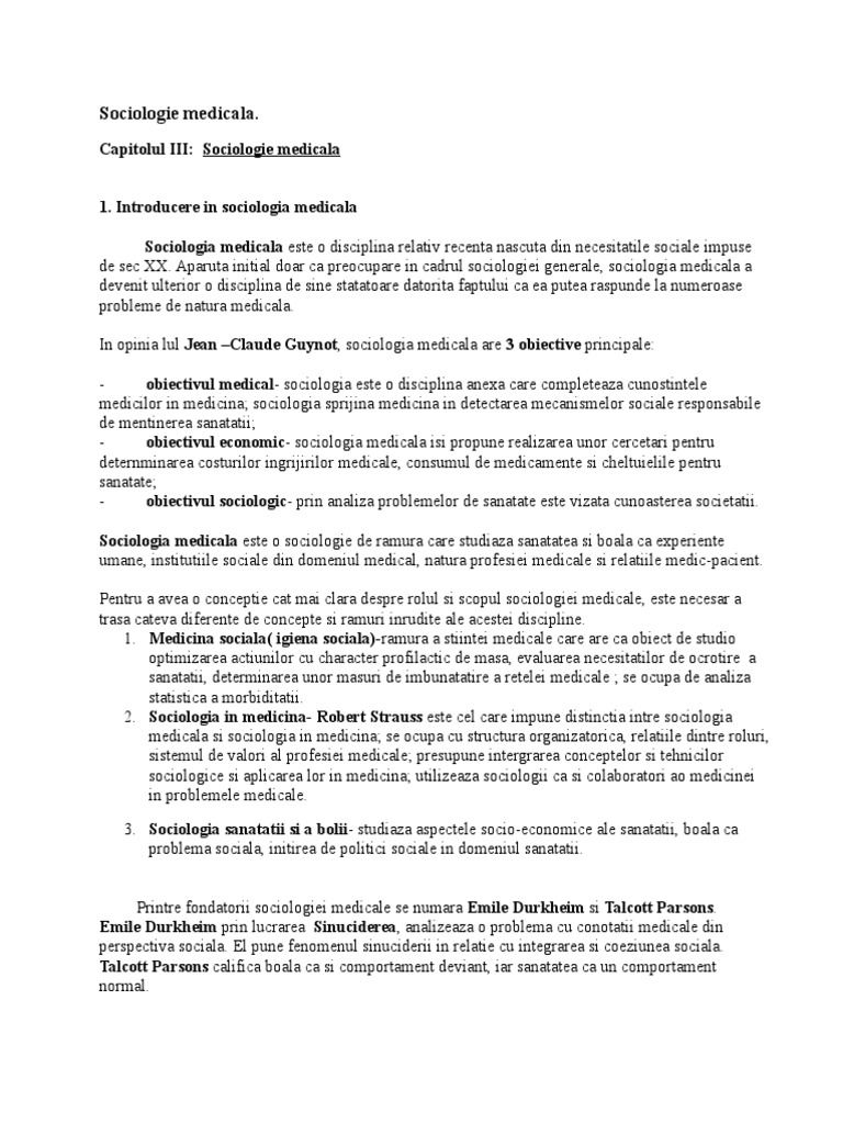 Note De Curs Elemente De Sociologie Medicala2 Roluri - 