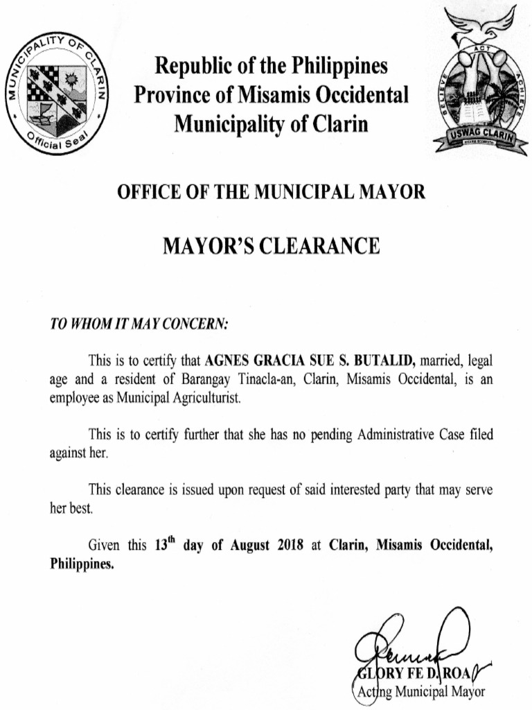 Mayor S Clearance PDF