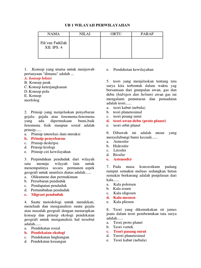 Kumpulan Soal Un Geografi Materi Biosfer