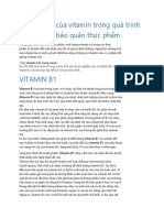 Sự biến đổi của vitamin trong quá trình chế biến và bảo quản thực phẩm