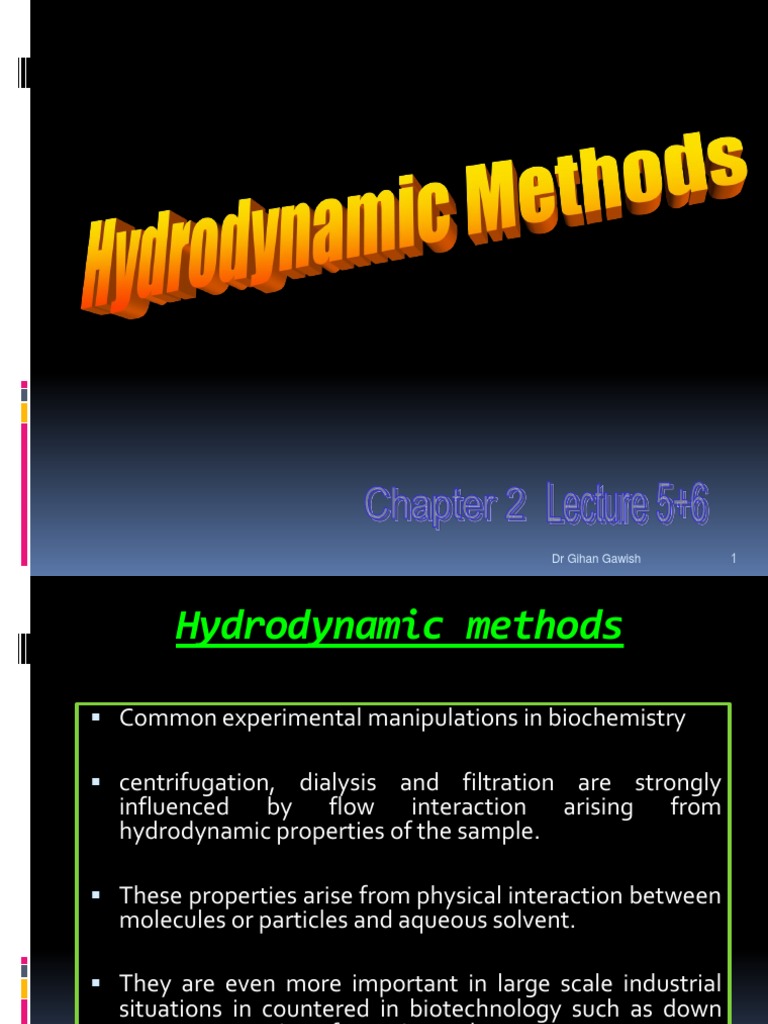 2Hydrodynamic Methods (Sedimentation, Centrifugation and