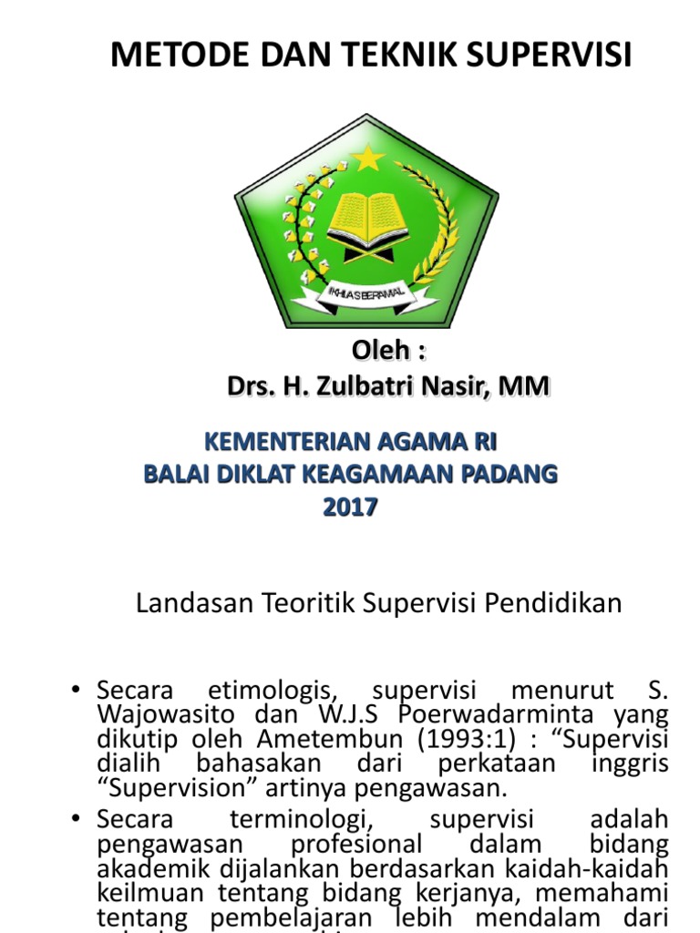 3 Metode Dan Teknik Supervisi Ppt