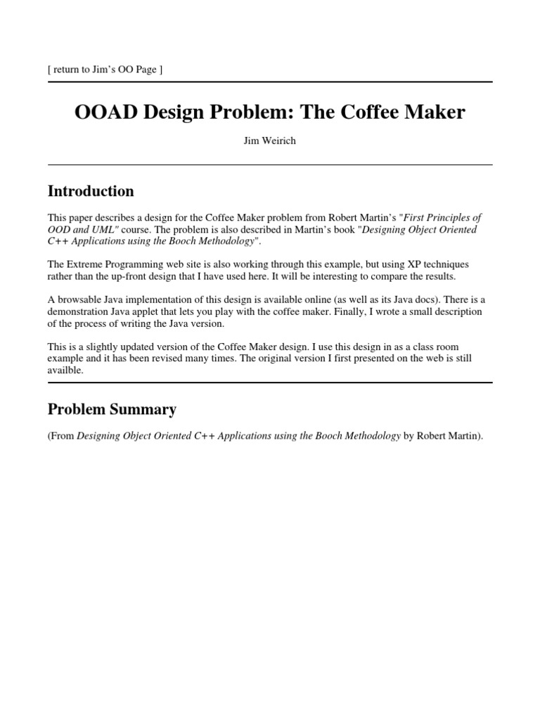 Coffeemaker PDF Use Case Input/Output