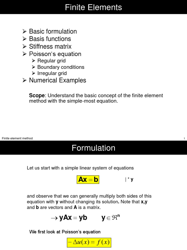 Basic Formulation Basis Functions Stiffness Matrix Poisson S Equation ...