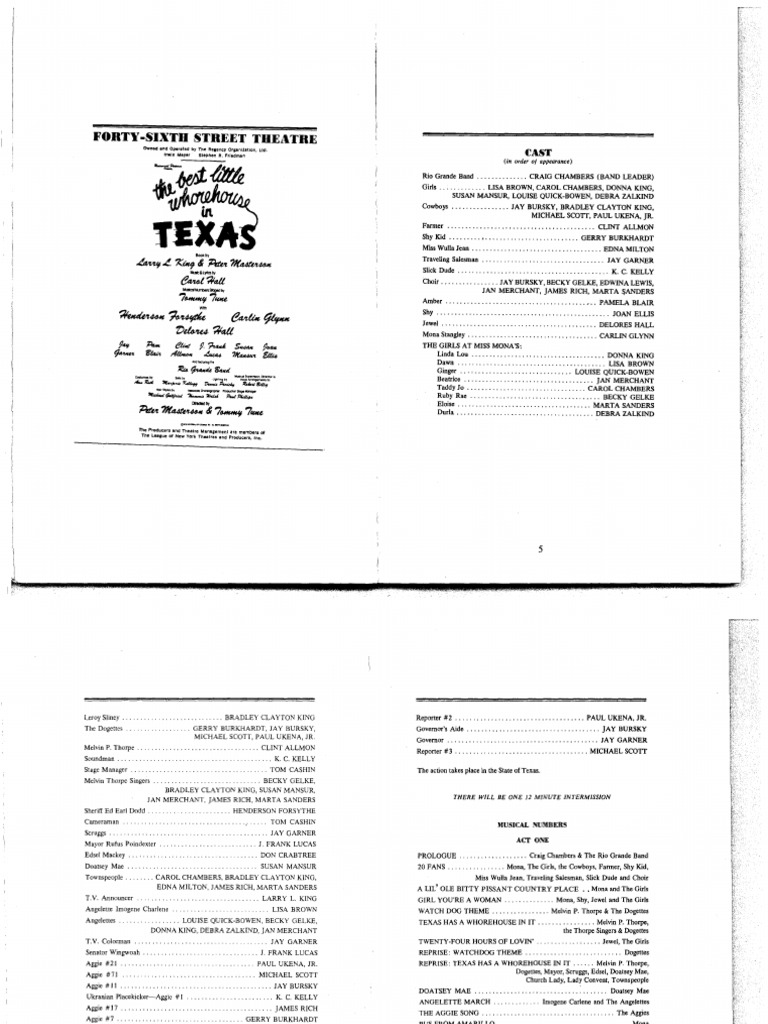 Best little whorehouse in texas script