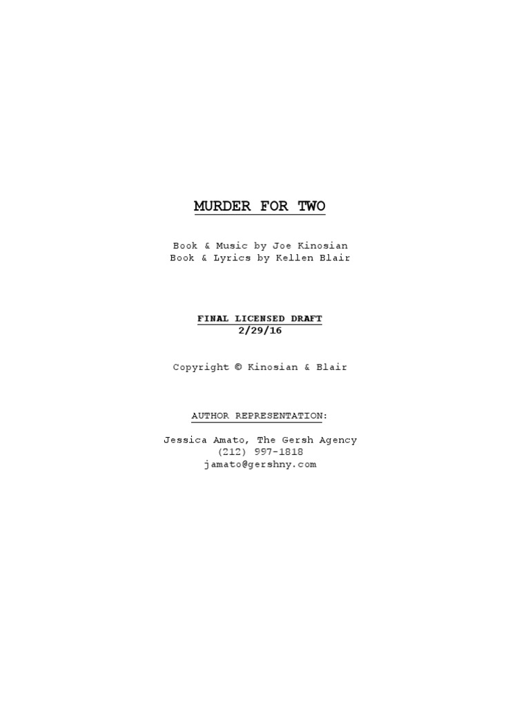 Murder For Two 2016 Libretto Pdf