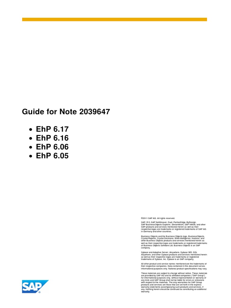 Guide For Note 2039647 PDF | PDF | Sap Se | Computing