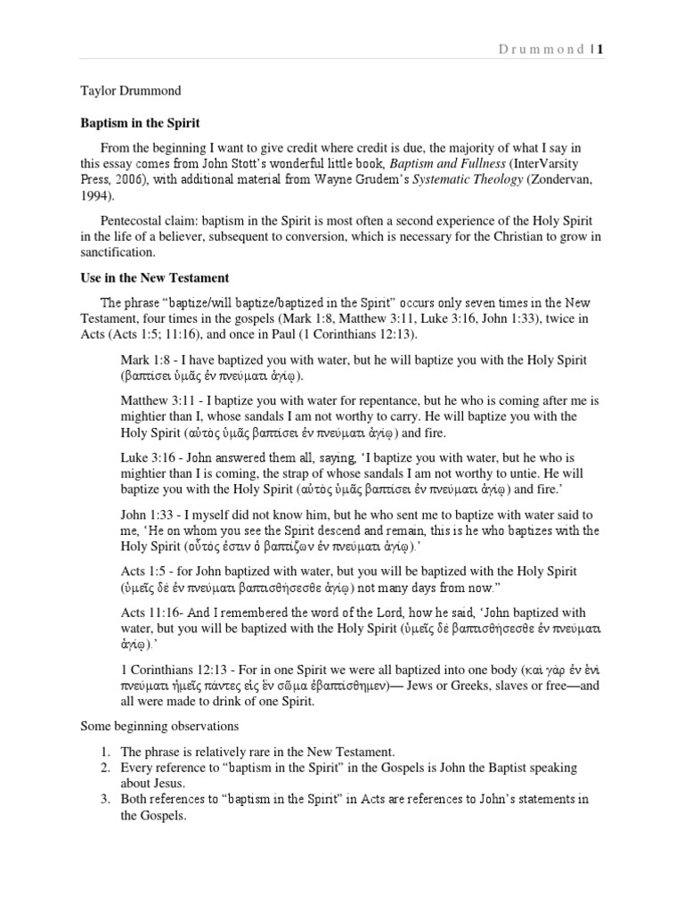 Understanding Baptism in the Spirit | PDF | Baptism With The Holy ...