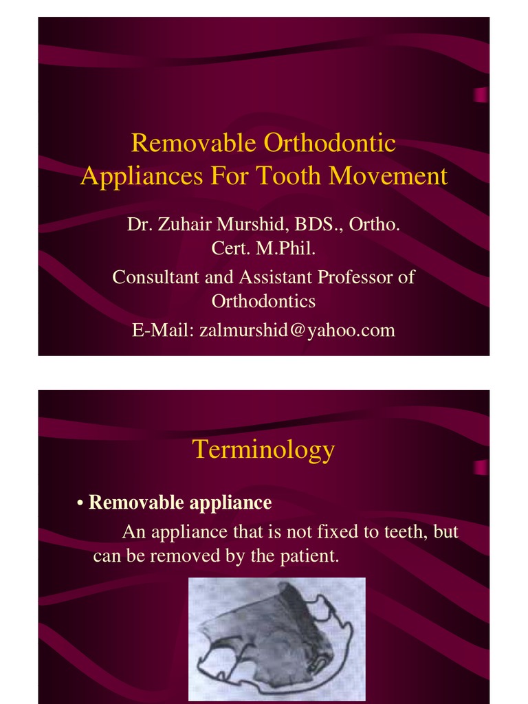 Components of Removable Orthodontic Appliances | PDF | Orthodontics | Tooth