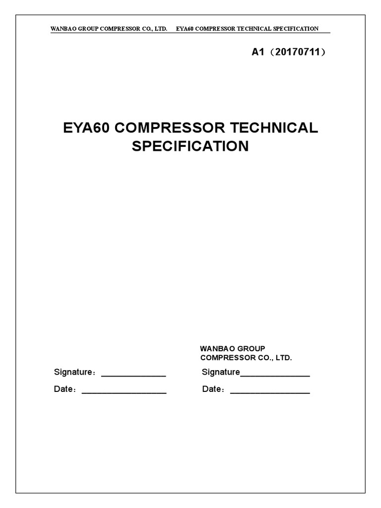 Wanbao EYA60 Compressor Specs | PDF | Air Conditioning | Refrigeration
