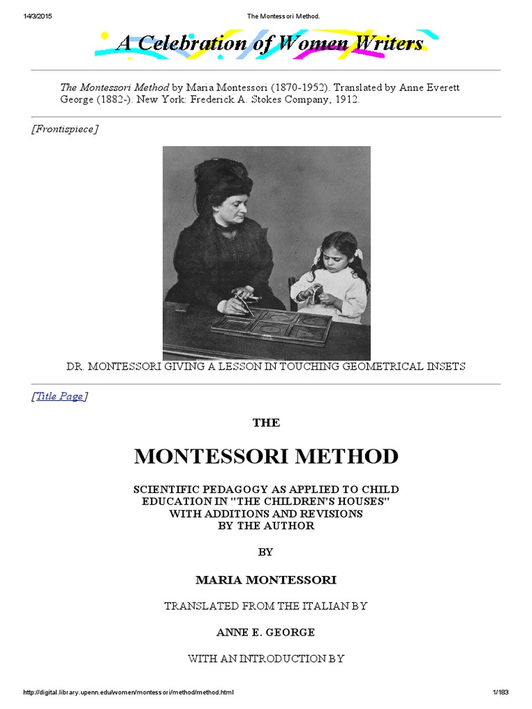 The Montessori Method | PDF | Montessori Education | Pragmatism