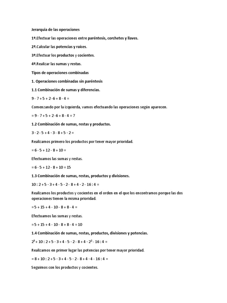 Jerarquia De Las Operaciones Fraction Mathematics