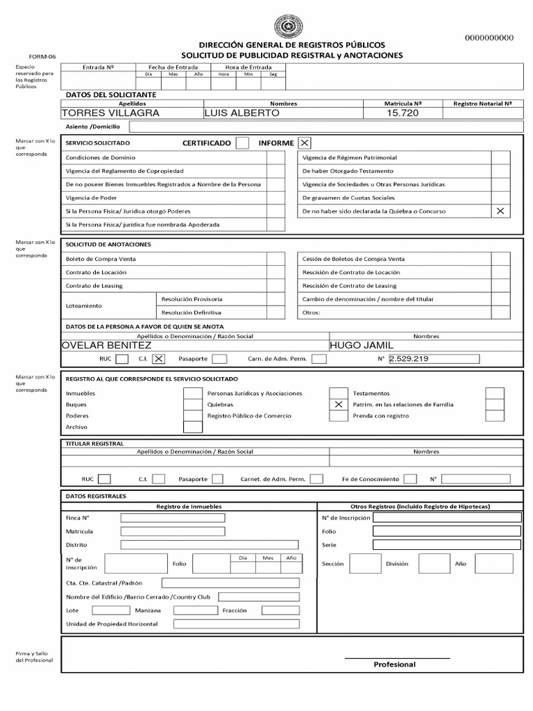 Formulario 06 Registro Público | PDF