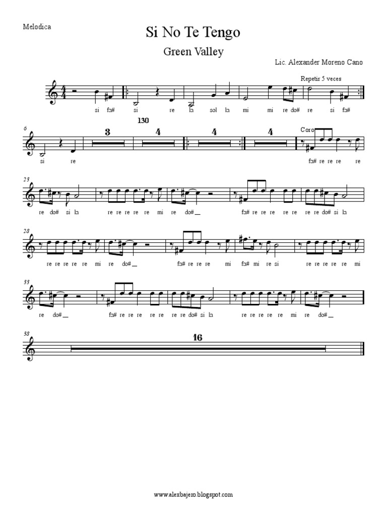 Si No Te Tengo Green Valley Melodica PDF