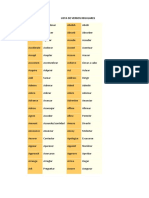 Lista de Verbos Regulares