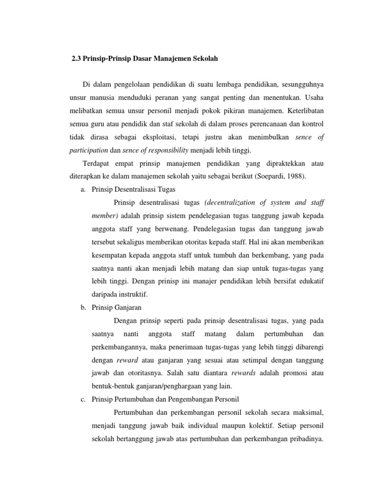 Prinsip Manajemen Berbasis Sekolah | PDF