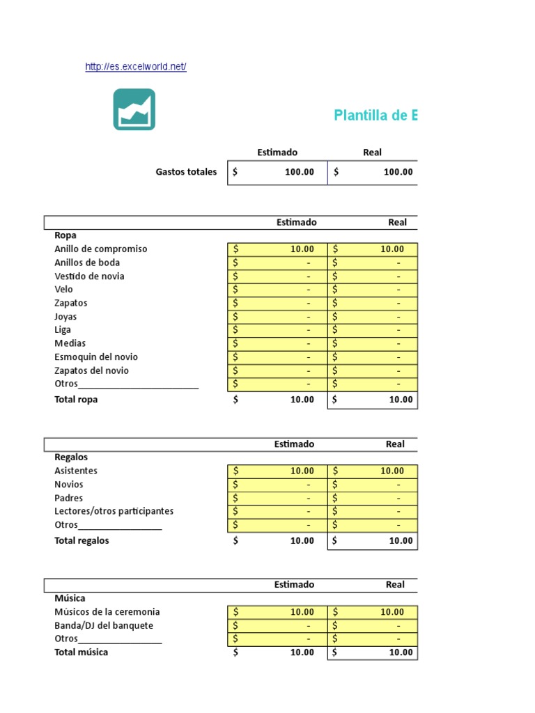 Plantilla de Excel para Presupuesto de Una Boda | PDF | Ceremonias | Boda, image size:768x1024
