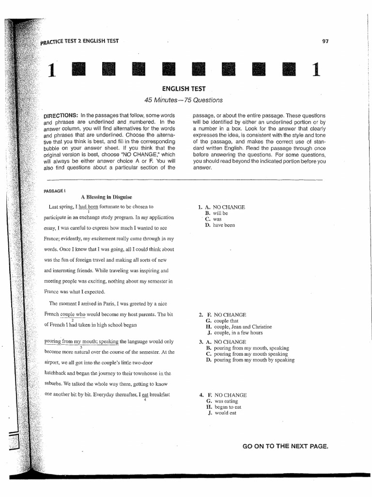 Esl english test practice picture