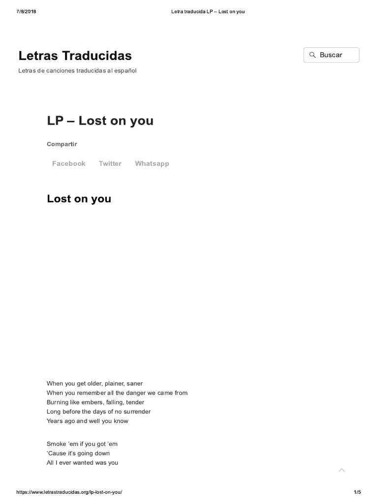Letra Traducida LP - Lost On You | PDF