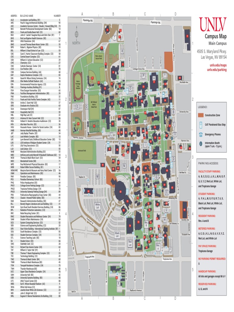 unlv maps of campus Unlv Map Main unlv maps of campus