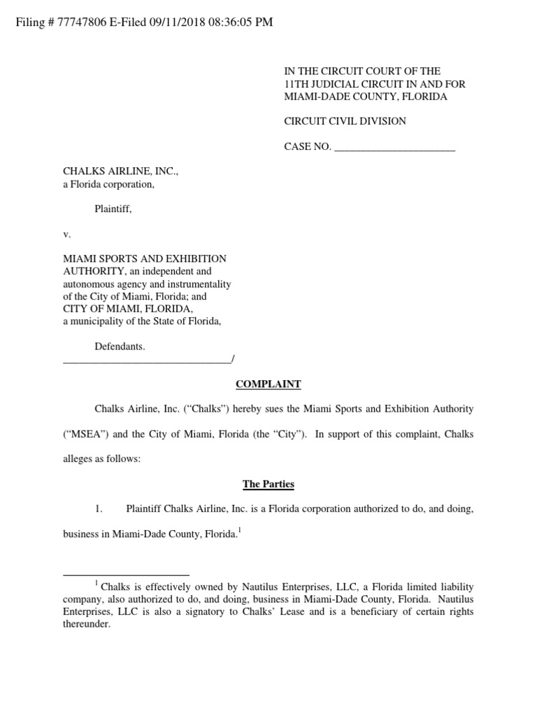 2018-09-11 Chalks Complaint | PDF | Landlord | Lease
