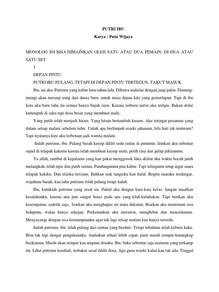 Naskah Monolog Singkat Karya Putu Wijaya Biografia De Pitagoras - IMAGESEE