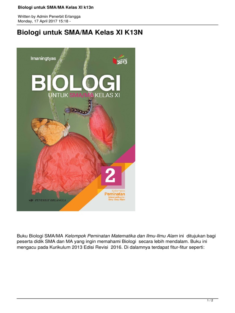 Download Buku Biologi Kelas 11 Kurikulum 2013 Revisi 2017 Pdf Berbagai Buku