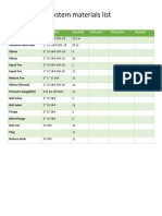 O2 Piping System Materials List: Material Description Quantity Unit Price Total Price Remark