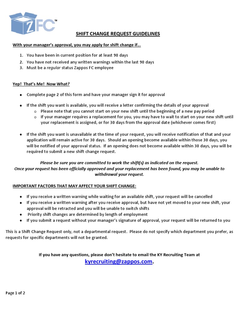 Shift Change Request Form 2010 | PDF | Career & Growth