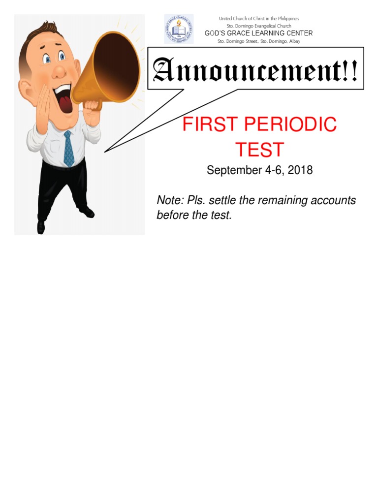 UCCP Sto. Domingo Test Schedule 2018 | PDF