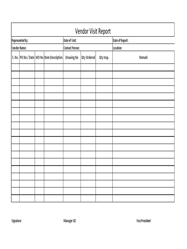 Vendor Visit Report Template | PDF