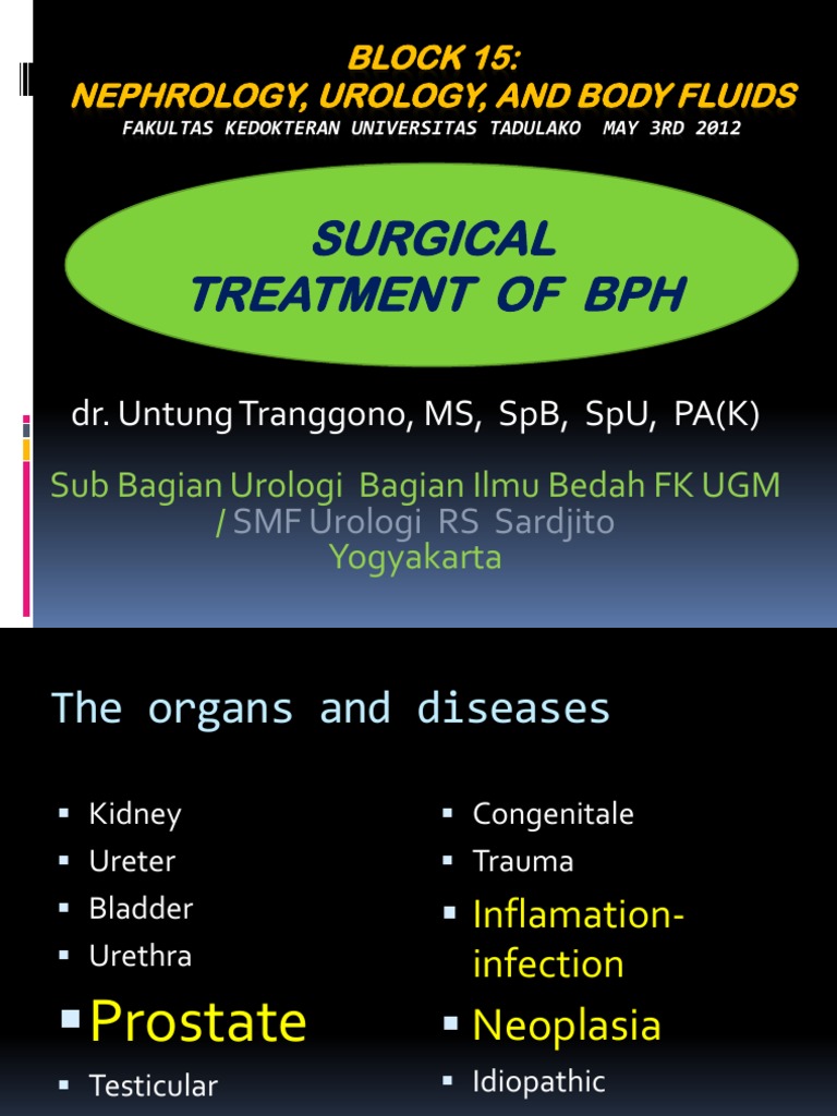 Surgical Treatment of BPH Overview | PDF | Urology | Medical Specialties