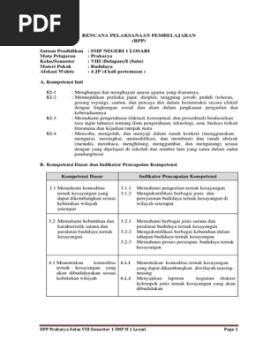 Rpp Prakarya K8 Bab 3 Budidaya Docx
