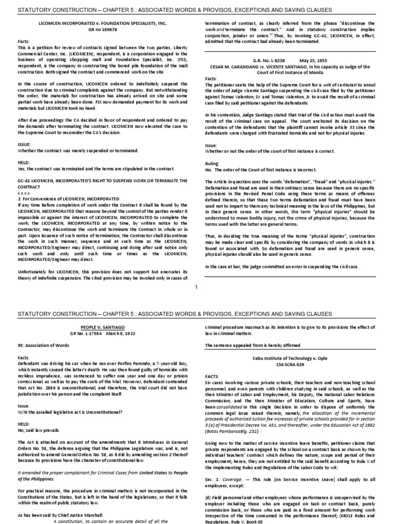 Statutory Construction Provisos Explained | PDF | Defamation | Employment