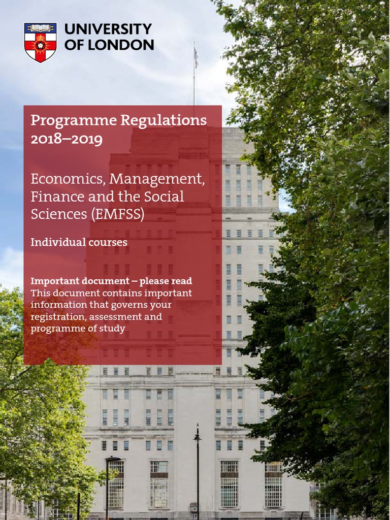 Programme Regulations 20182019 Economics, Management, Finance and The